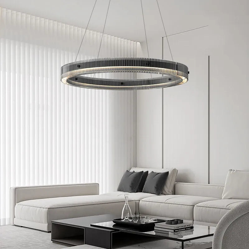 lustre led en anillo diseño nórdico estilo italiano moderno