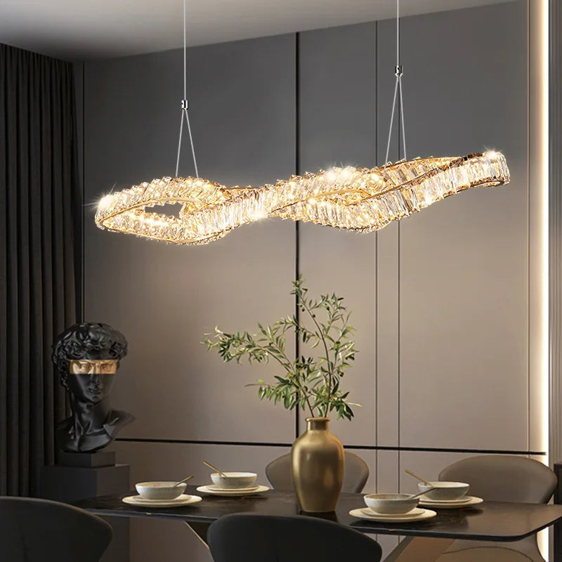 Lámparas modernas de cristal de lujo LED colgantes doradas