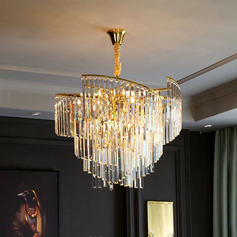 lámpara de cristal de lujo espiral posmoderna decorativa