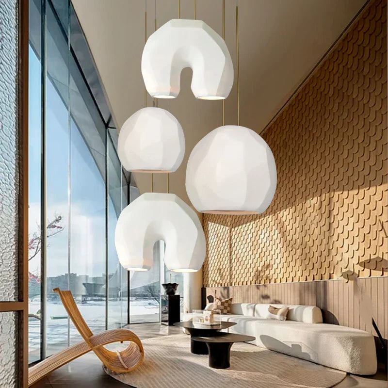 lámpara colgante moderna en forma de u diseño en resina para iluminación de estudio