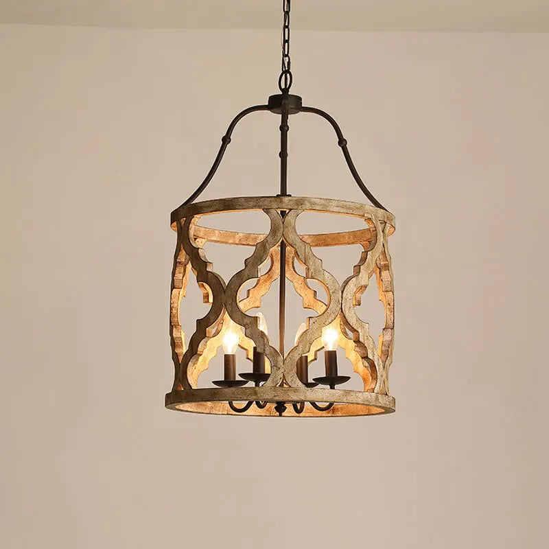 Lámpara colgante rústica madera diseño creativo
