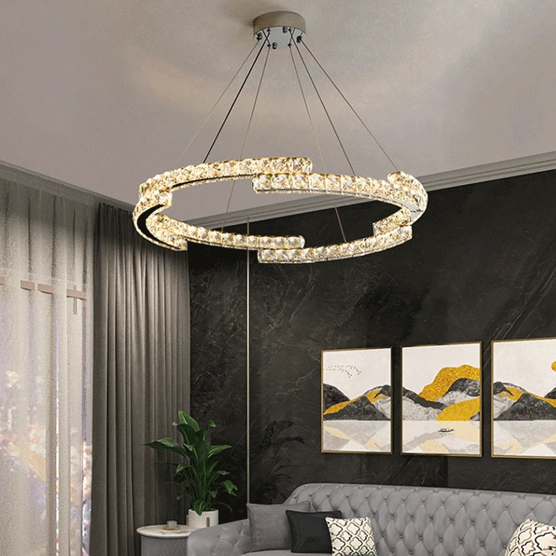 lámpara nórdica en cristal acero inoxidable espejo led interior