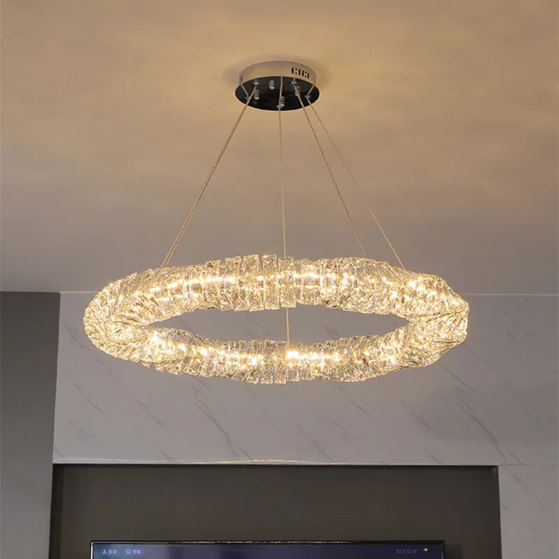 Lámpara moderna colgante de cristal K9 con control remoto regulable