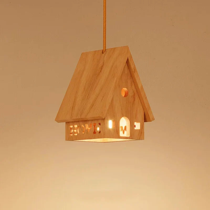 lustre de madera maciza para habitación infantil estilo minimalista LED