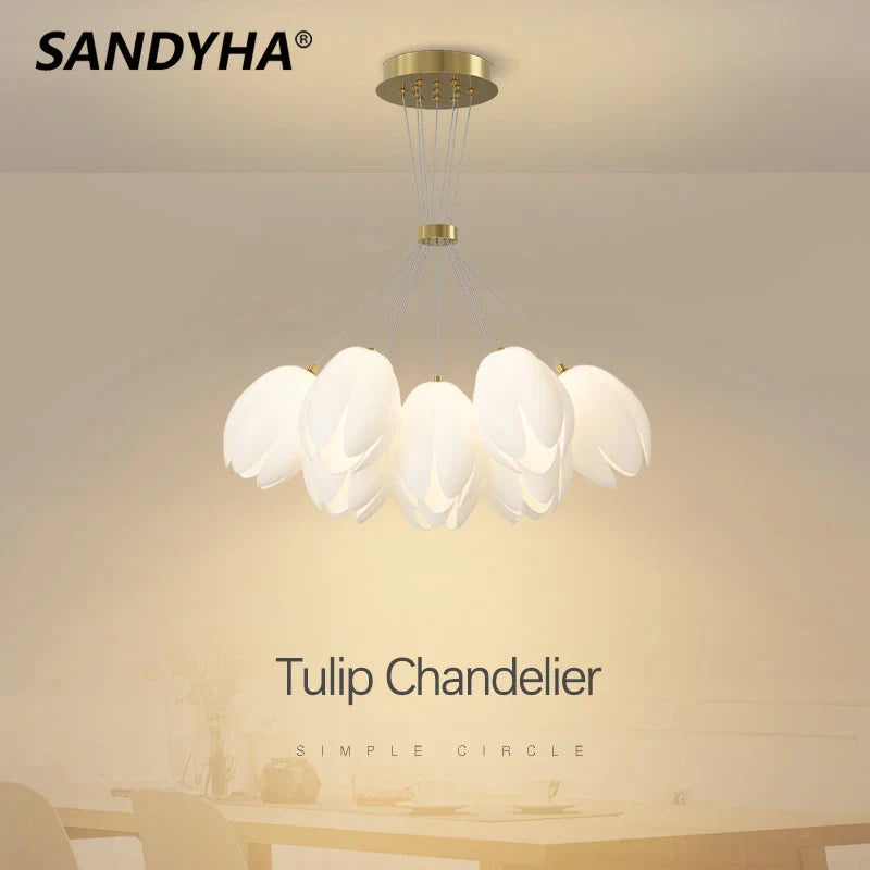 lámpara colgante moderna tulipán sandyha suspensión led lámpara de techo