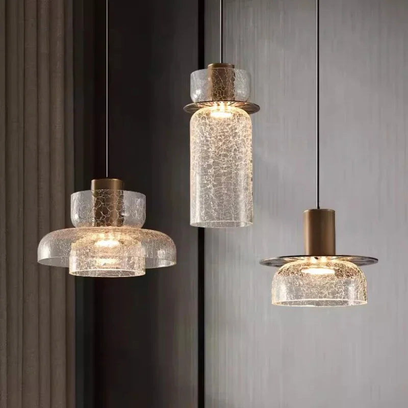 Lámpara de diseño elegante en vidrio craquelado