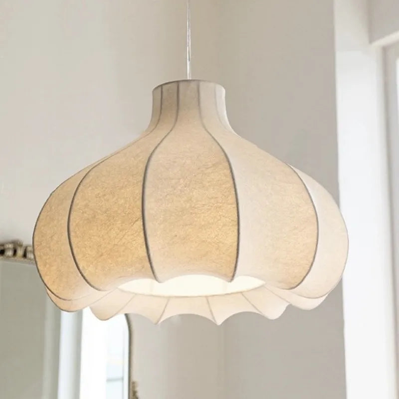 lámpara led en seda minimalista nórdica wabi sabi luminaria decorativa de interior