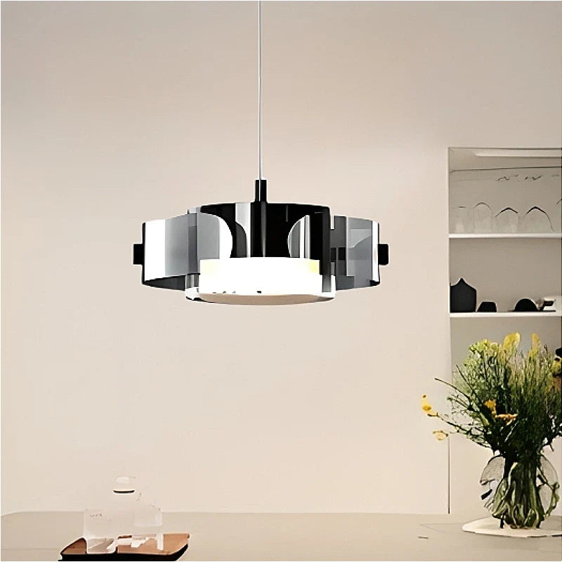 lámpara de vidrio minimalista con bola y anillo decorativo