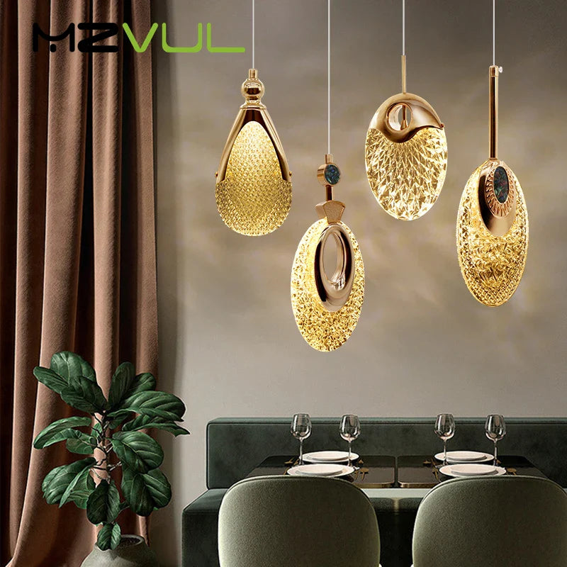 Plafón LED de cristal nórdico lámpara de araña para salón dormitorio mesita de noche luces colgantes decoración para el hogar lámpara colgante para techo