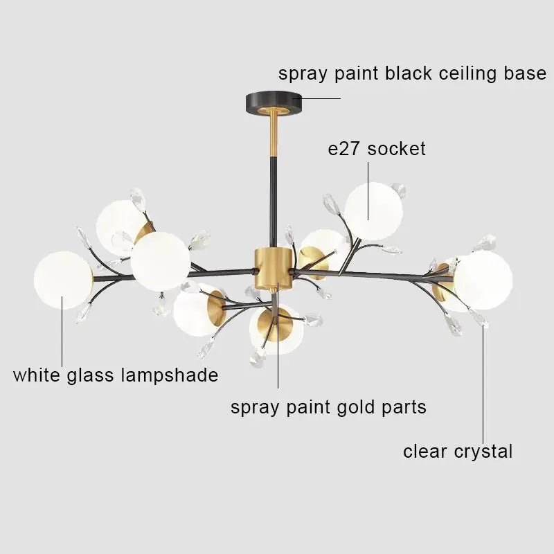 lámpara de cristal nórdico con led para decoración interior moderna