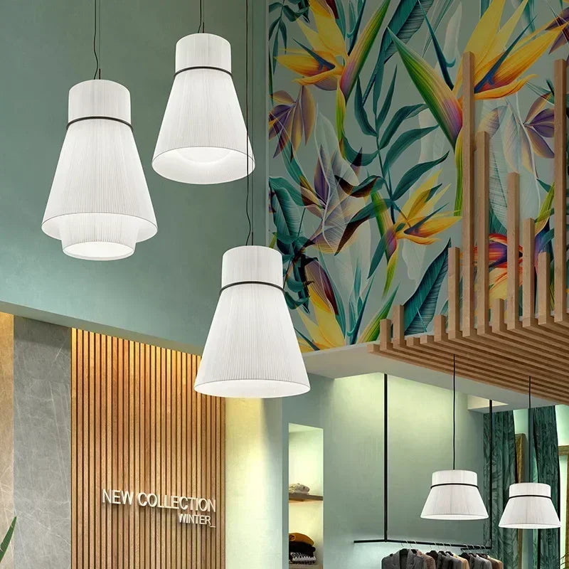 lámpara nórdica moderna de tela para decoración interior minimalista