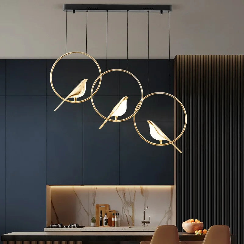 lámpara de techo pájaro dorado para decoración interior estilo nórdico