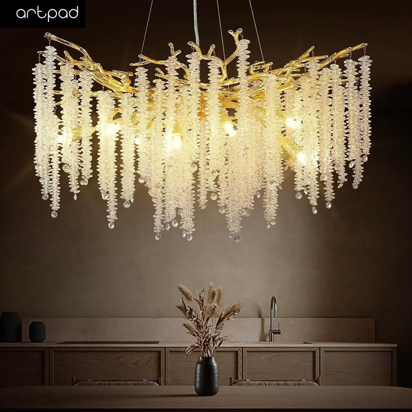 Lámpara de cristal contemporánea transparente elegante