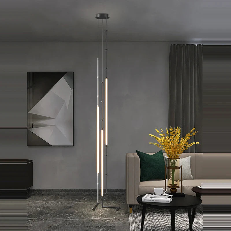 lámpara art déco de metal negro con iluminación LED