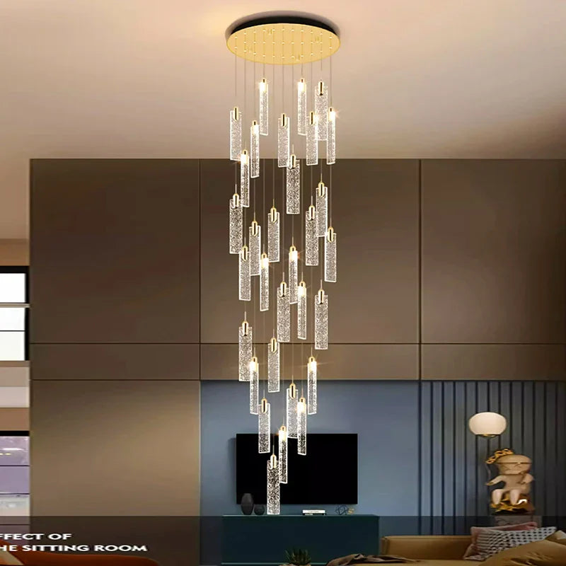 Candelabro de diseño nórdico con colgantes dorados descendentes