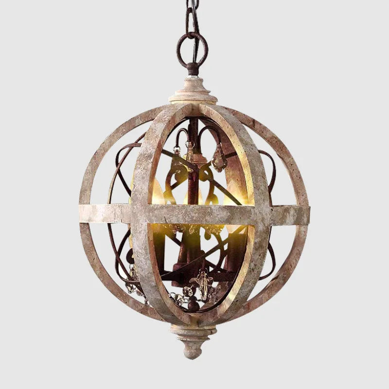 lustre en madera estilo campestre americano con detalles en cristal