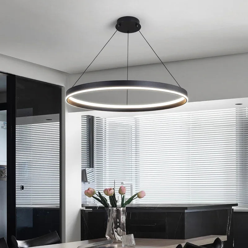 lámpara LED minimalista moderna de anillo redondo colgante decorativa