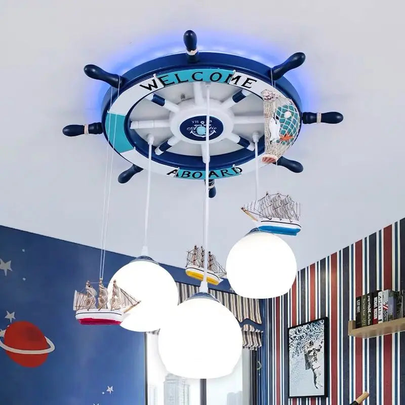 lámpara mediterránea timón con retroiluminación RGB para niños
