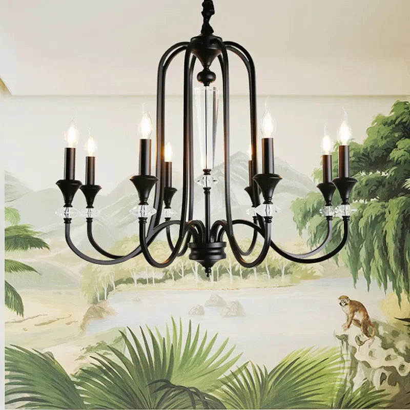 lámpara colgante retro de cristal con lámparas led para salón lujoso