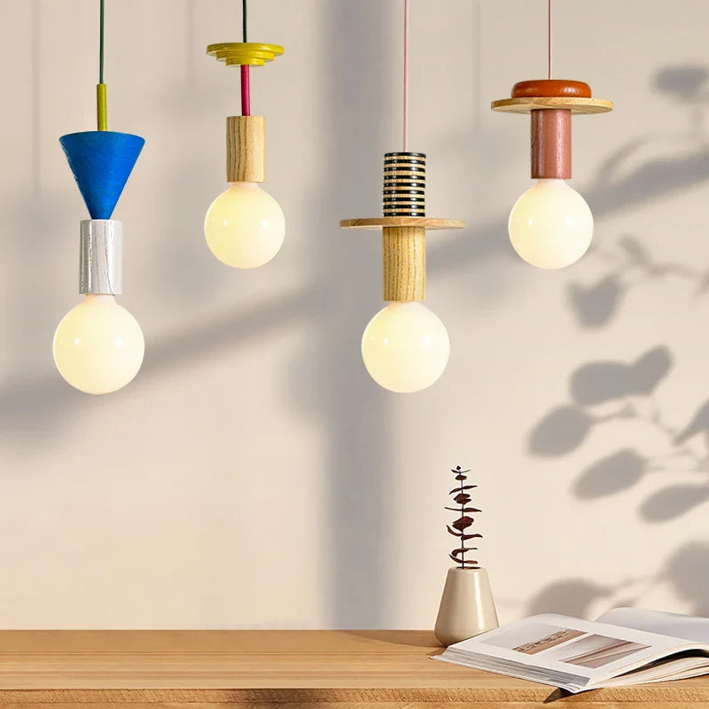 Lámpara de madera diseño contemporáneo elegante
