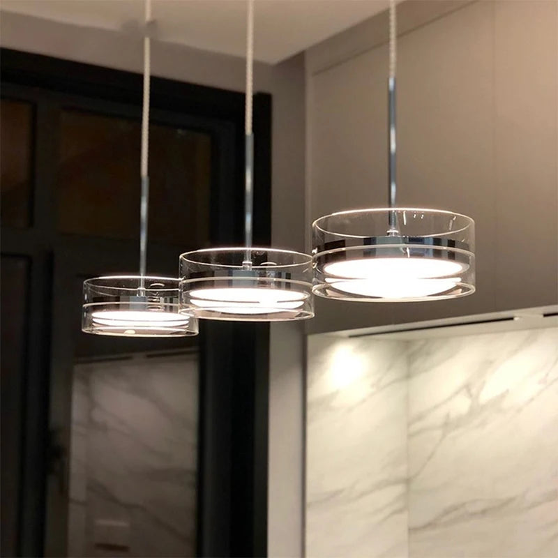 Lámpara colgante LED regulable en cromo diseño moderno acrílico