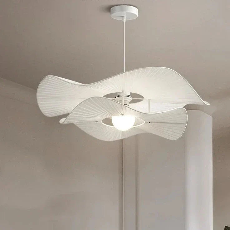 Lámpara colgante de diseño nórdico tela luces LED dormitorio salón comedor decoración casa flor