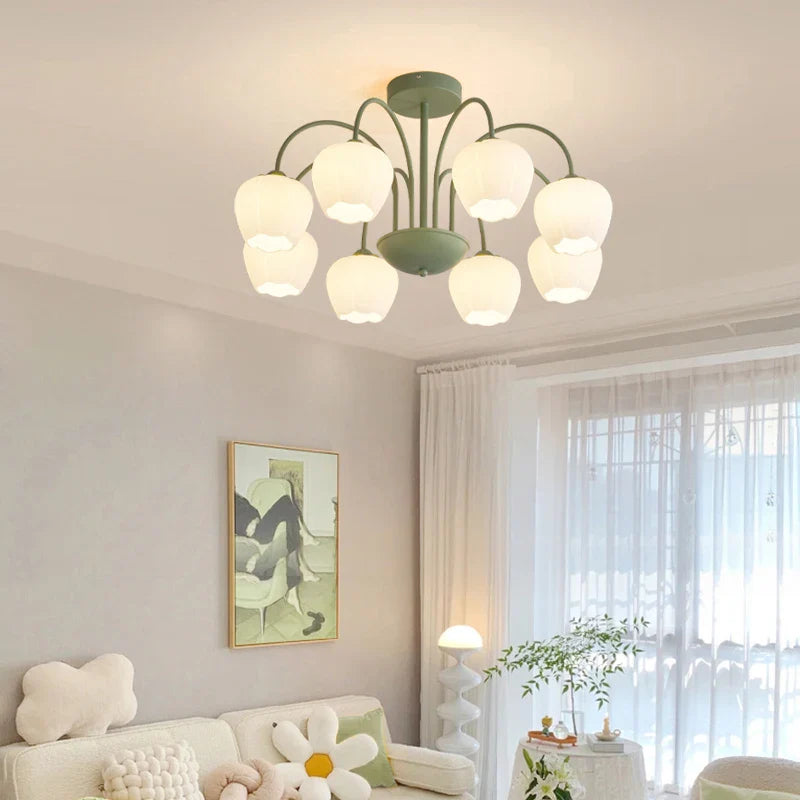 Lámpara de pétalos de vidrio para decoración interior kawaii
