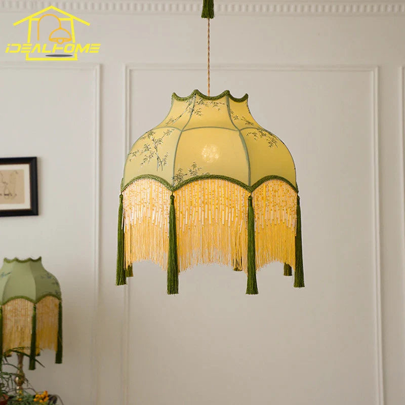 lámpara vintage de tela cobre estilo chino para decoración interior