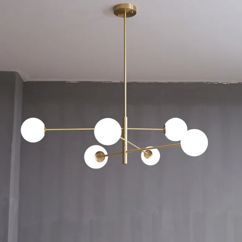 Lámpara de araña nórdica moderna vidrio latón luminarias decoración para el hogar salón latón luces colgantes dormitorio restaurante café lámpara colgante