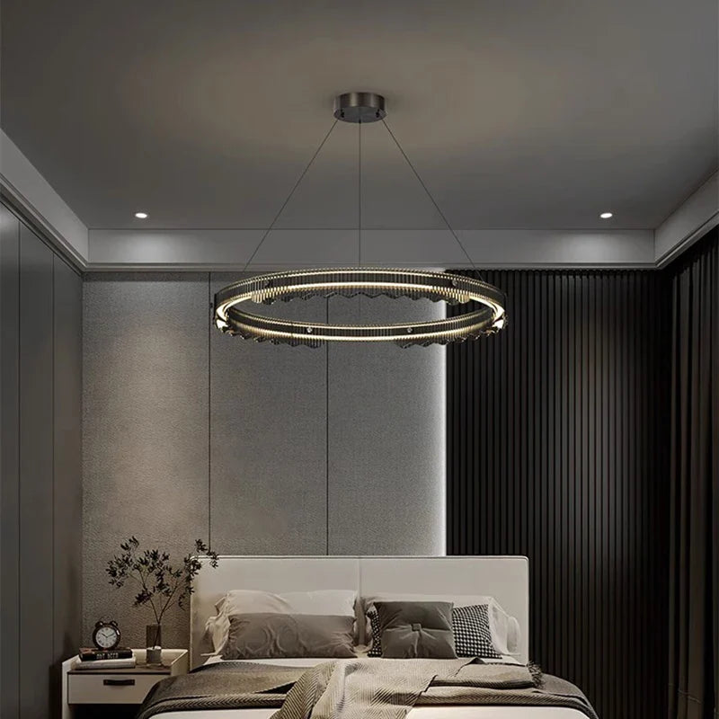 Lámpara colgante moderna de diseño redondo en metal para iluminación interior