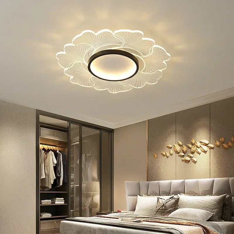 Lámpara moderna iluminando espacio chic