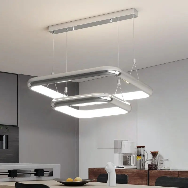 lámpara moderna LED colgante cuadrada con perlas para casa