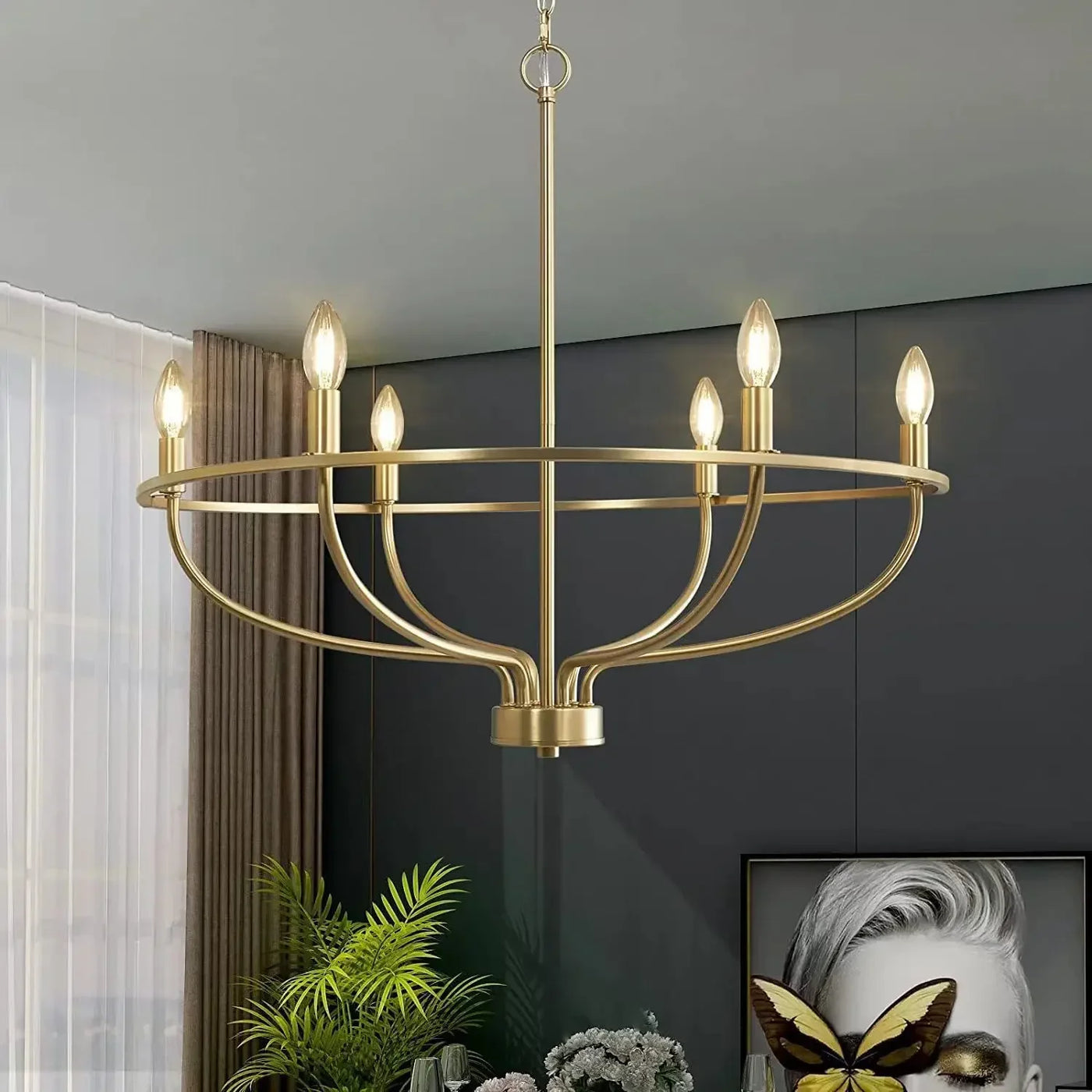 lustre suspensión retro LED industrial anillo luminoso decorfixtures
