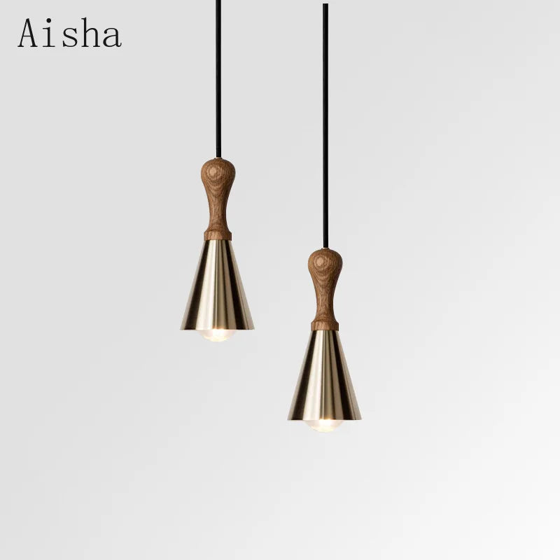 lámpara colgante de madera maciza para iluminación interior decorativa