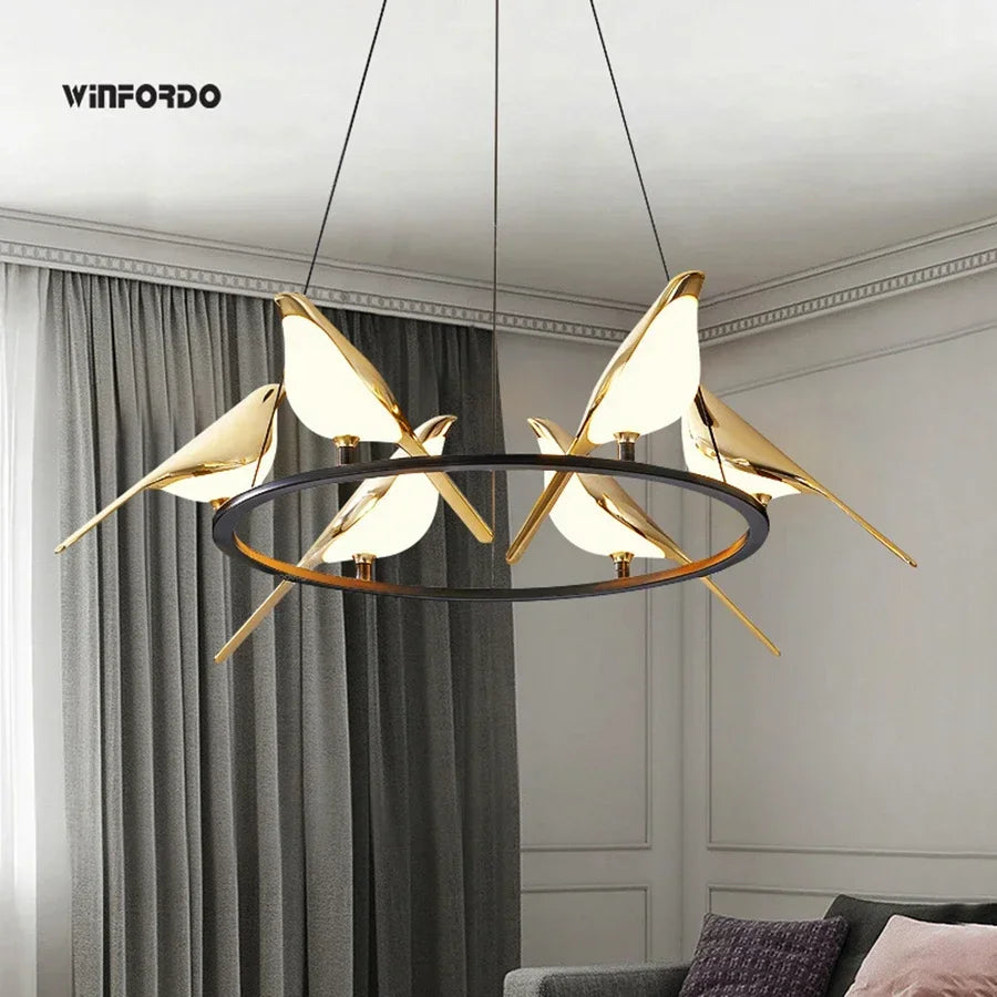 lámpara led 	 arte pájaro loft originalidad decoración
