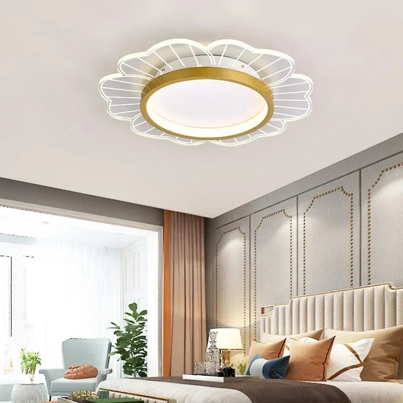 Lámpara elegante moderna iluminando espacio