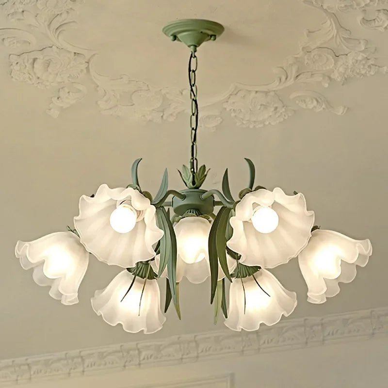 Lámpara nórdica con flores chic