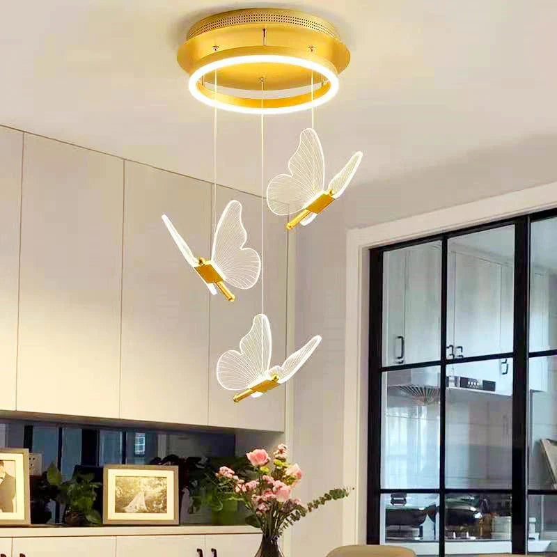 lámpara mariposa led suspensión acrílico decoración casa