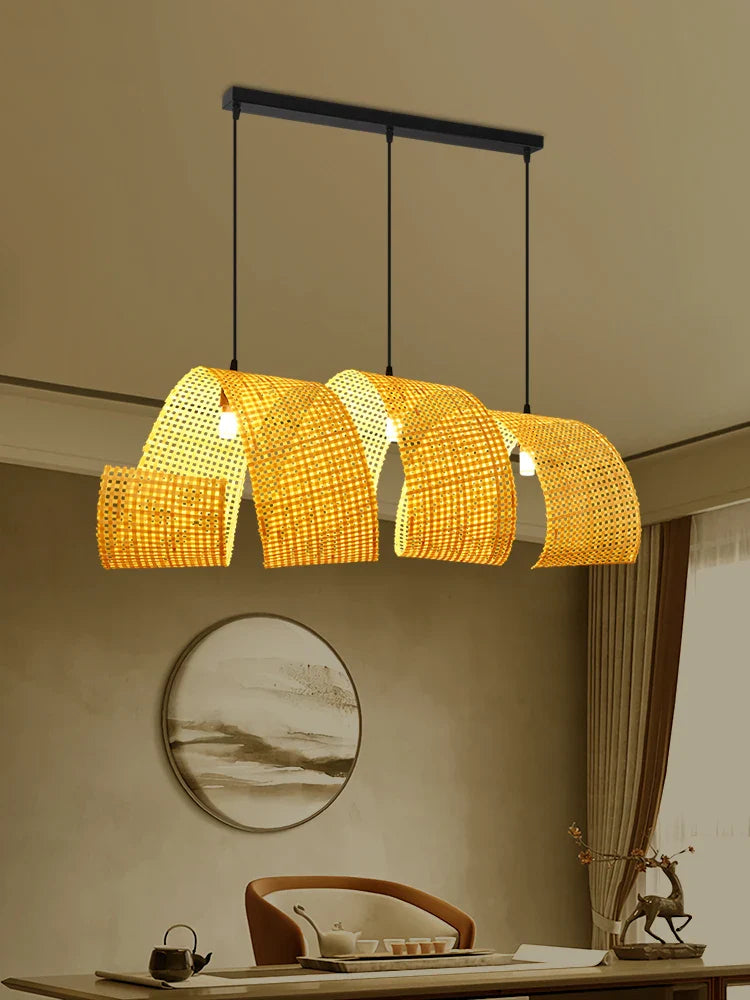 lámpara de bambú estilo japonés para decoración zen asiática