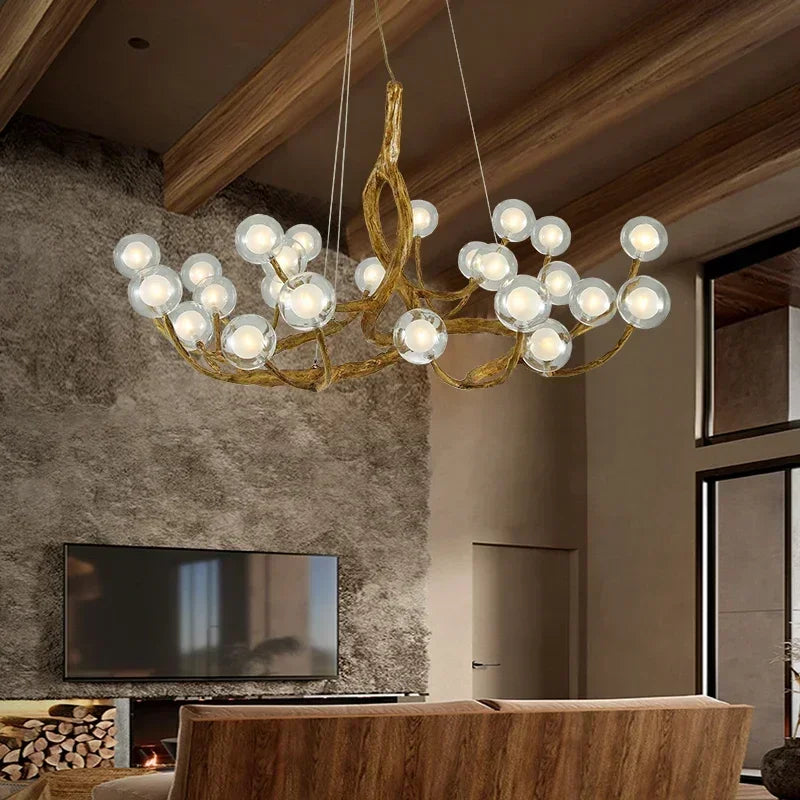 Candelabro colgante de resina estilo moderno lámpara retro rama de árbol