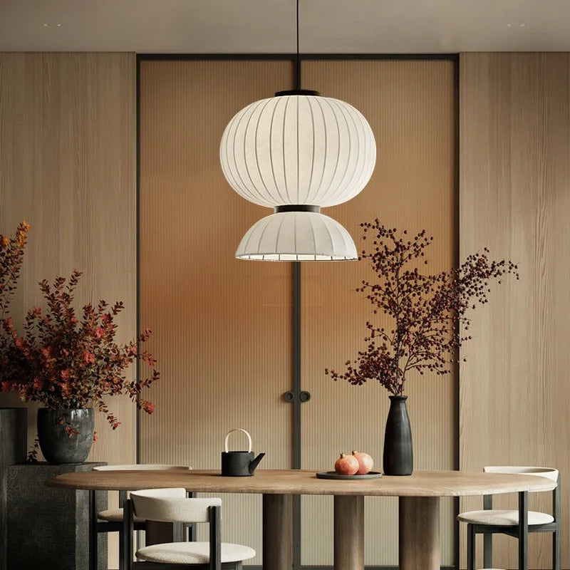 lámpara led en seda minimalista estilo nórdico wabi sabi