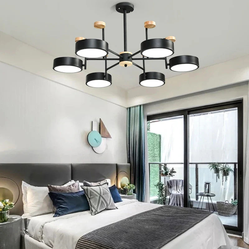 lámpara de hierro, madera y acrílico estilo nórdico decoración interior