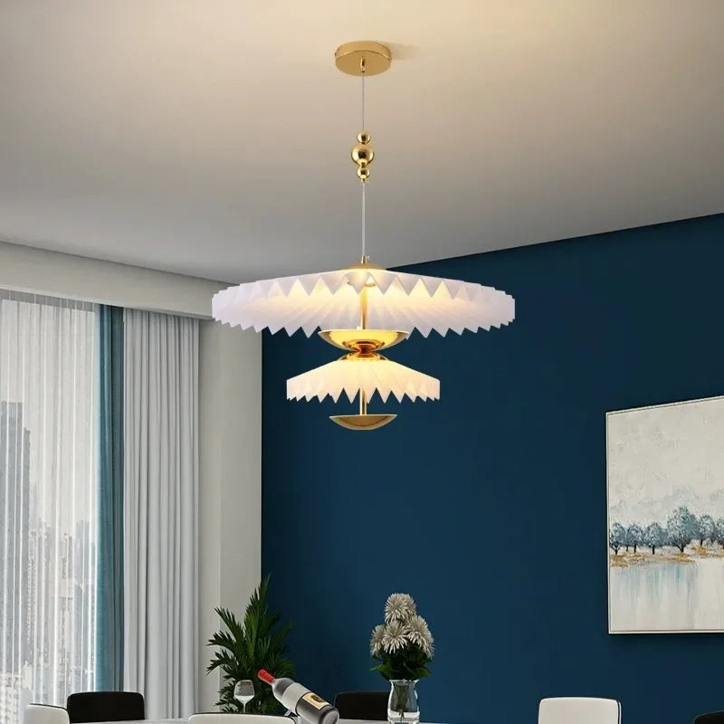 lámpara colgante plisada plegable minimalista led platillo volante