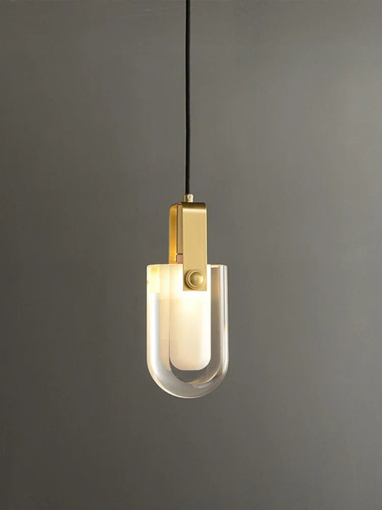 lámpara colgante de cristal y cobre diseño nórdico para interiores elegantes