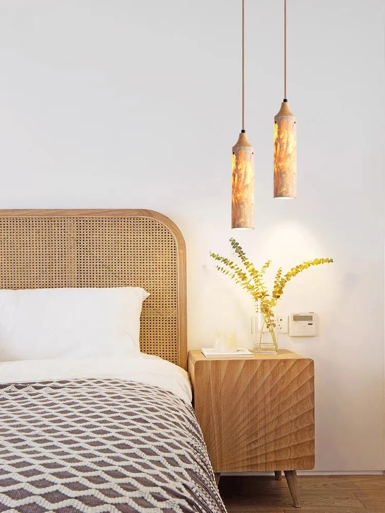 Lámpara de techo de madera japonesa diseño wabi-sabi para decoración interior
