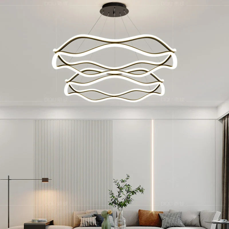 Lámpara nórdica LED luz para dormitorio salón comedor de lujo anillo suspensión decoración para el hogar