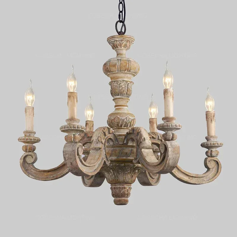 lámpara romana de madera tallada retro para decoración elegante