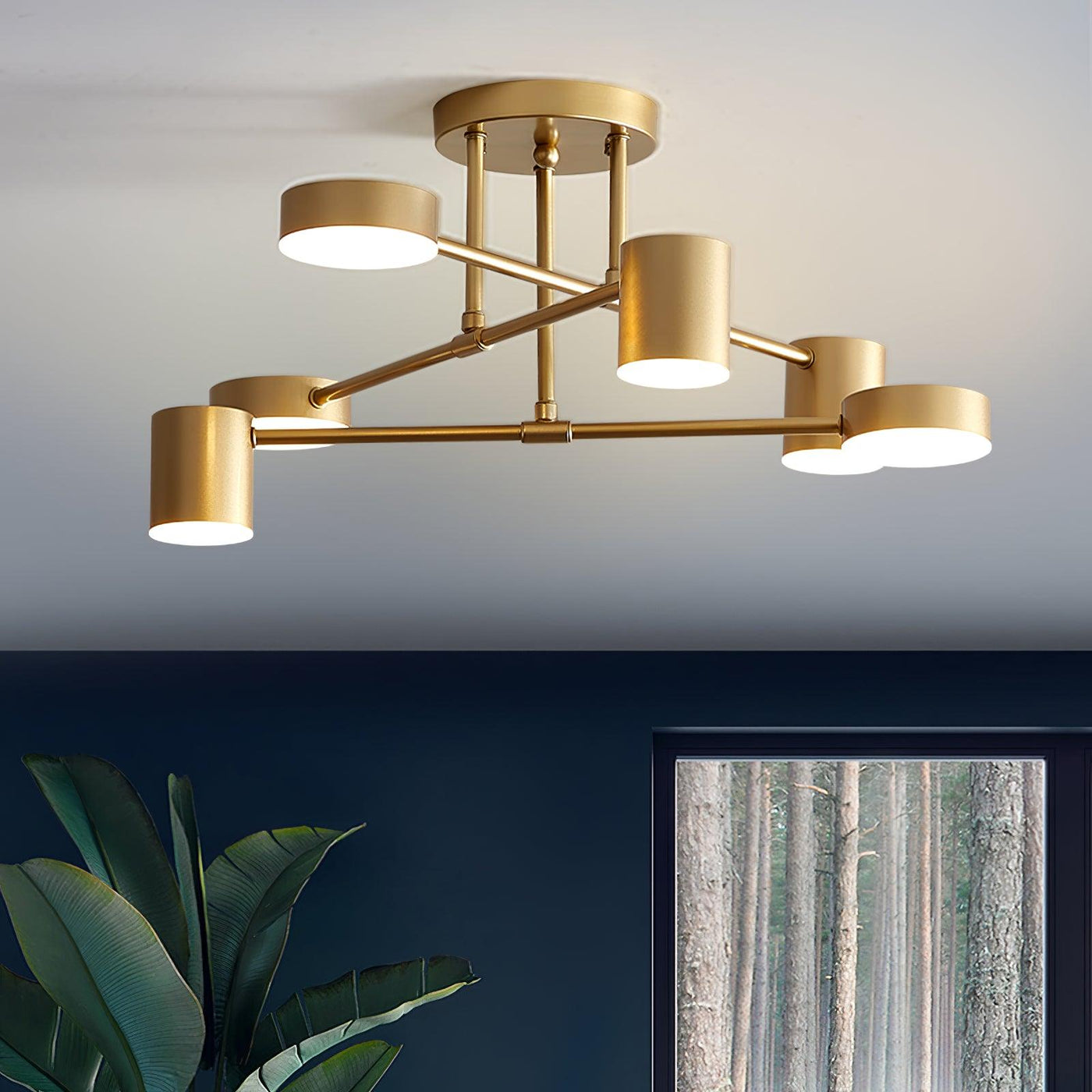 Plafonnier globe moderne en laiton avec LED Sputnik à 6 lumières