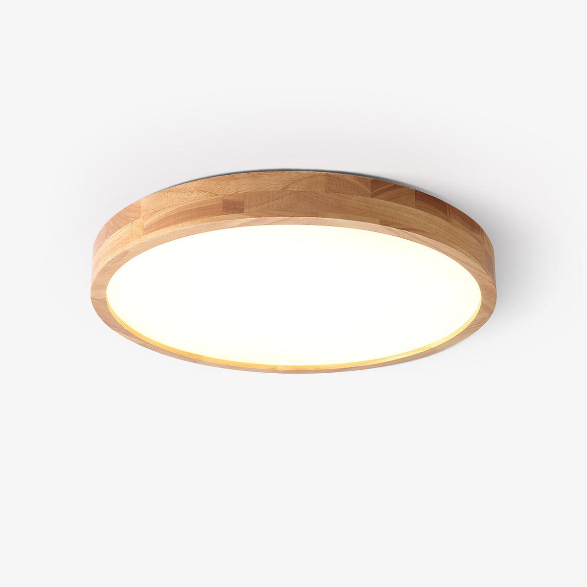 Plafonnier rond moderne nordique en bois avec LED intégrée, une lumière