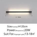 Applique Murale À Led Design Épuré Contemporain Noir H120Cm 20W / 2 Couleurs Sans Télécommande